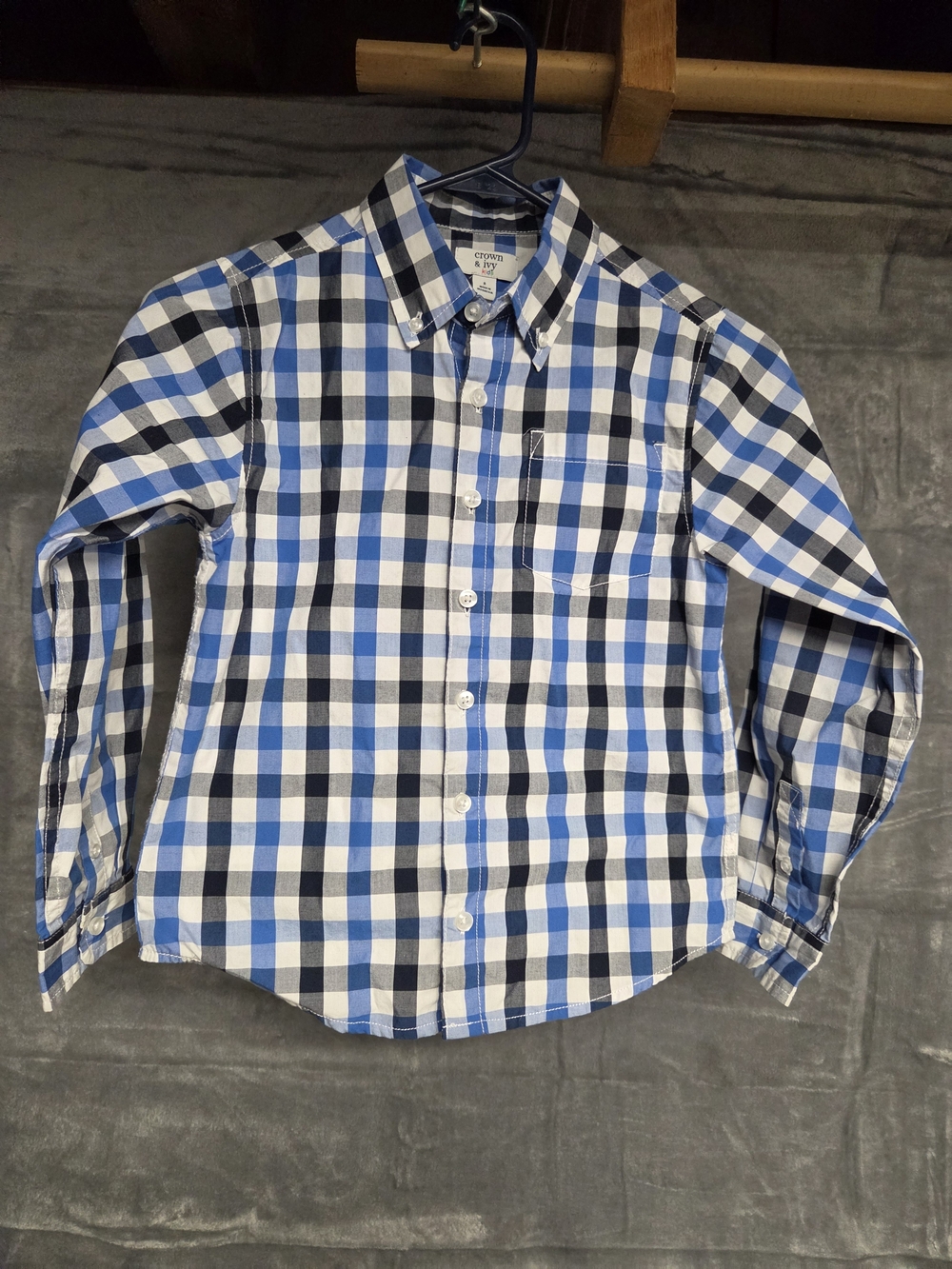 Crown & Ivy Kids Blue and White Check Button-Down Shirt